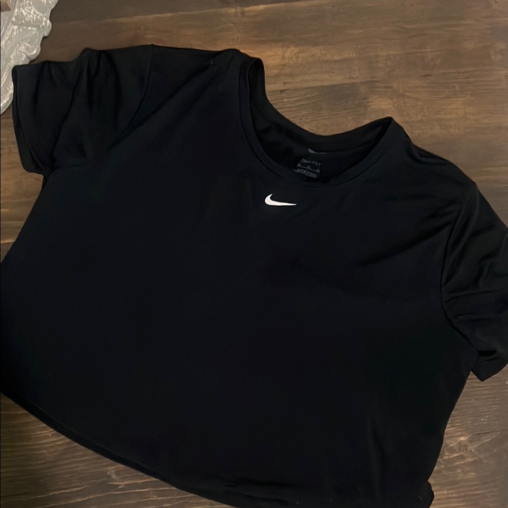 Nike Black Crop T-Shirt with White Logo